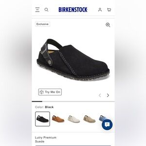 Birkenstock Lutry Premium Suede Black Clogs with Heal Strap (like new)